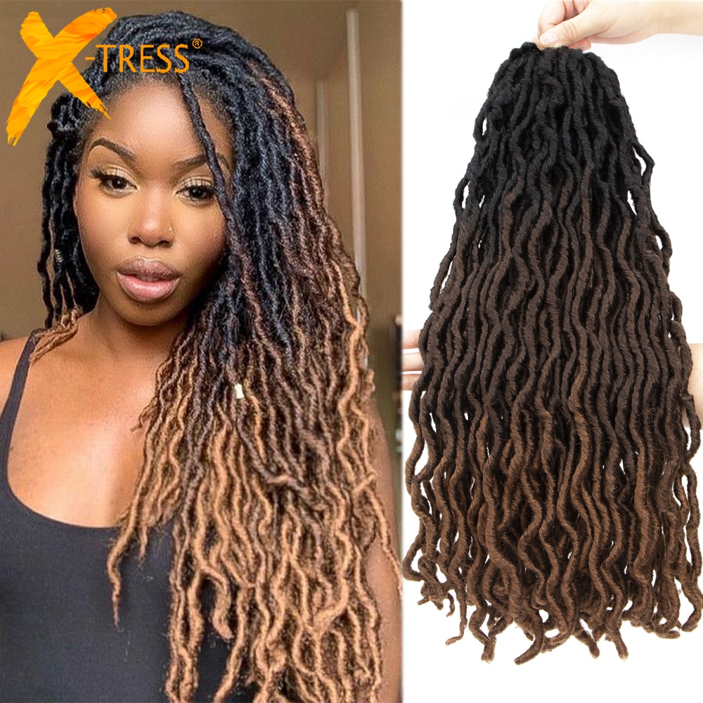 Synthetic Crochet Braids Hair Curly Faux Locs Gypsy Braiding Hair Extension Ombre Color Soft Fluffy Dreadlocks For Black Women